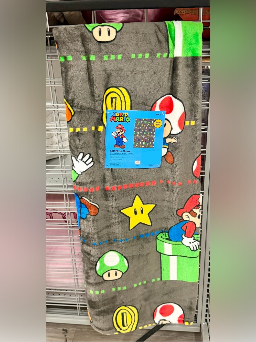 NEW RELEASE super mario plush blanket throw